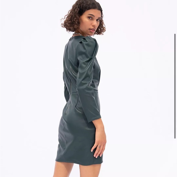 Saylor Talullah Mini Dress Faux Leather Forest Green size L - Picture 2 of 11
